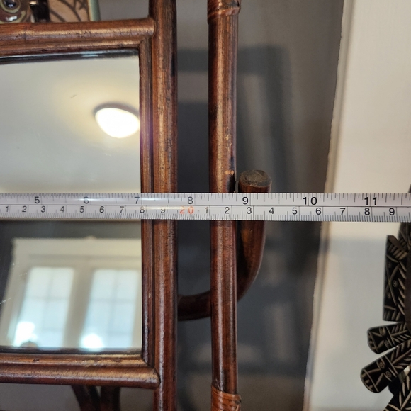 Vintage Bamboo Rattan Swinging Mirror w/ Vanity Tray - Picture 5 of 5